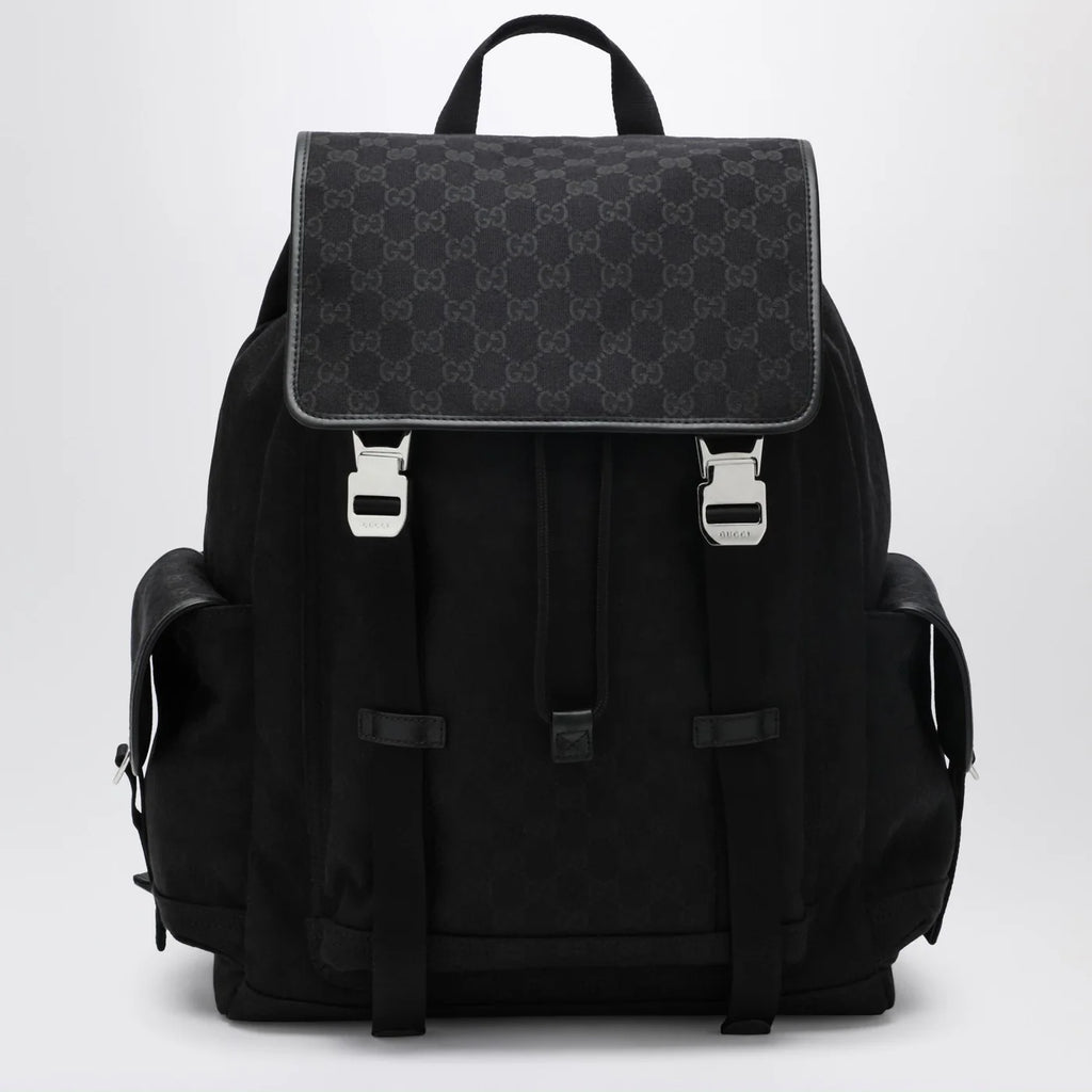 GUCCI Large black GG fabric backpack