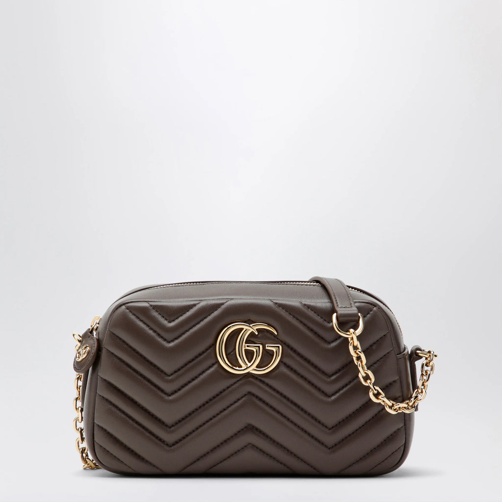 GUCCI Small GG Marmont camera bag in taupe nappa leather