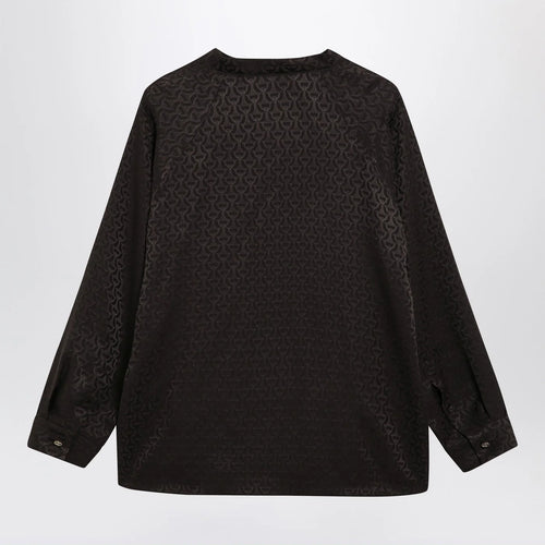 GUCCI Brown jacquard silk shirt with clamps