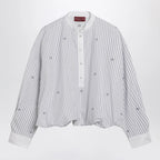 GUCCI Purple striped cotton blouse with GG embroidery