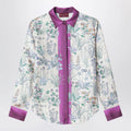 GUCCI Ivory silk twill shirt with floral print