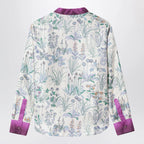 GUCCI Ivory silk twill shirt with floral print