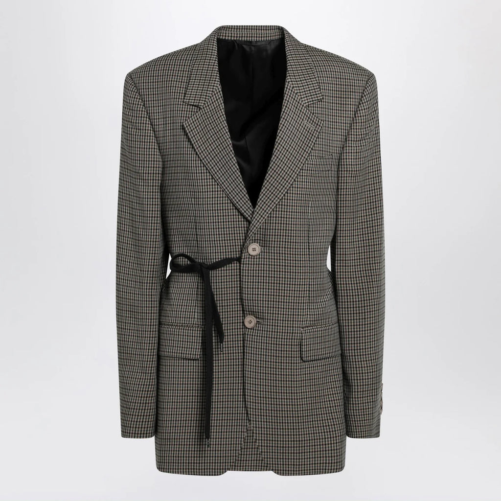 Balenciaga Vichy-pattern jacket with side lace detail