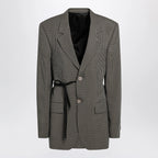 Balenciaga Vichy-pattern jacket with side lace detail