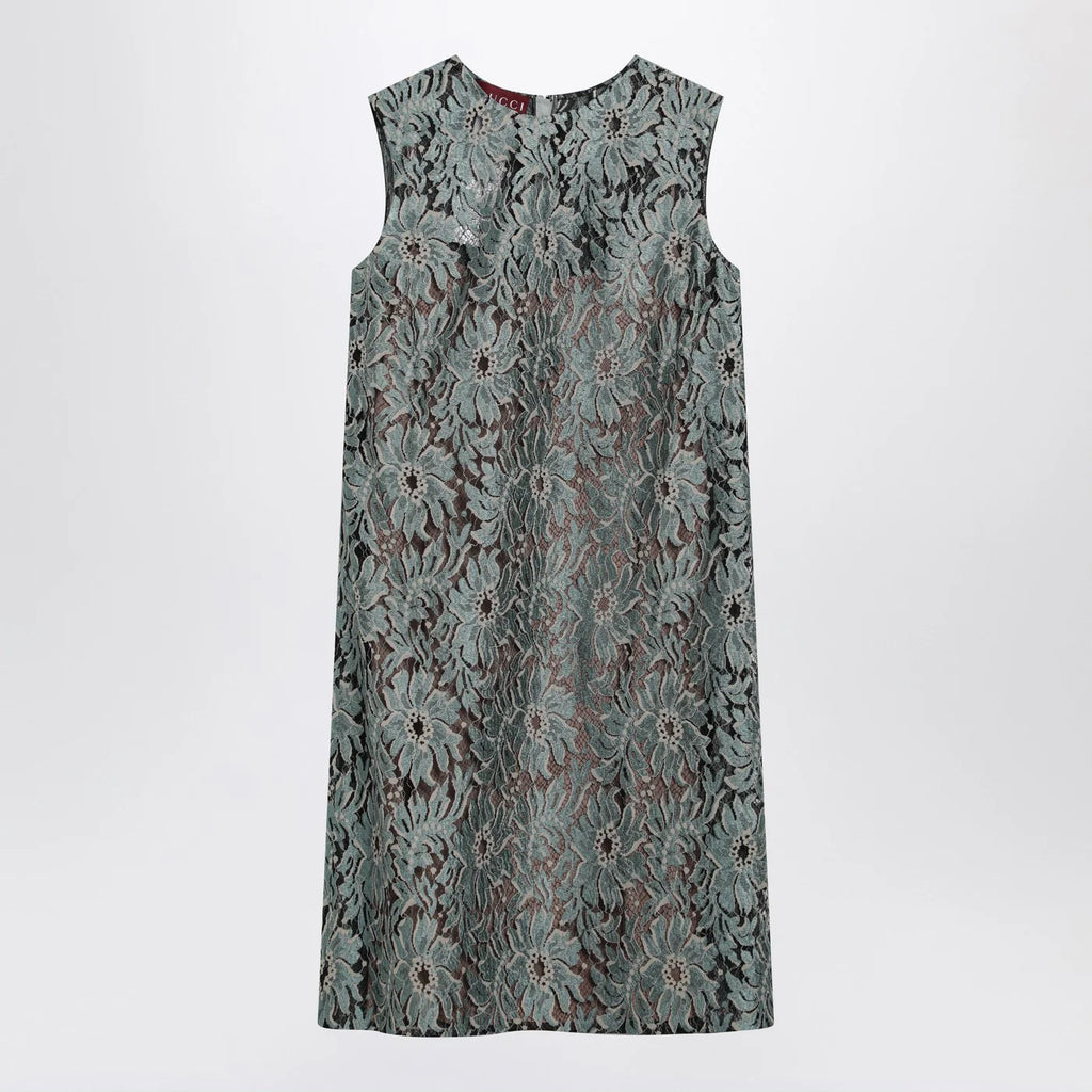 GUCCI Sage green floral lace dress