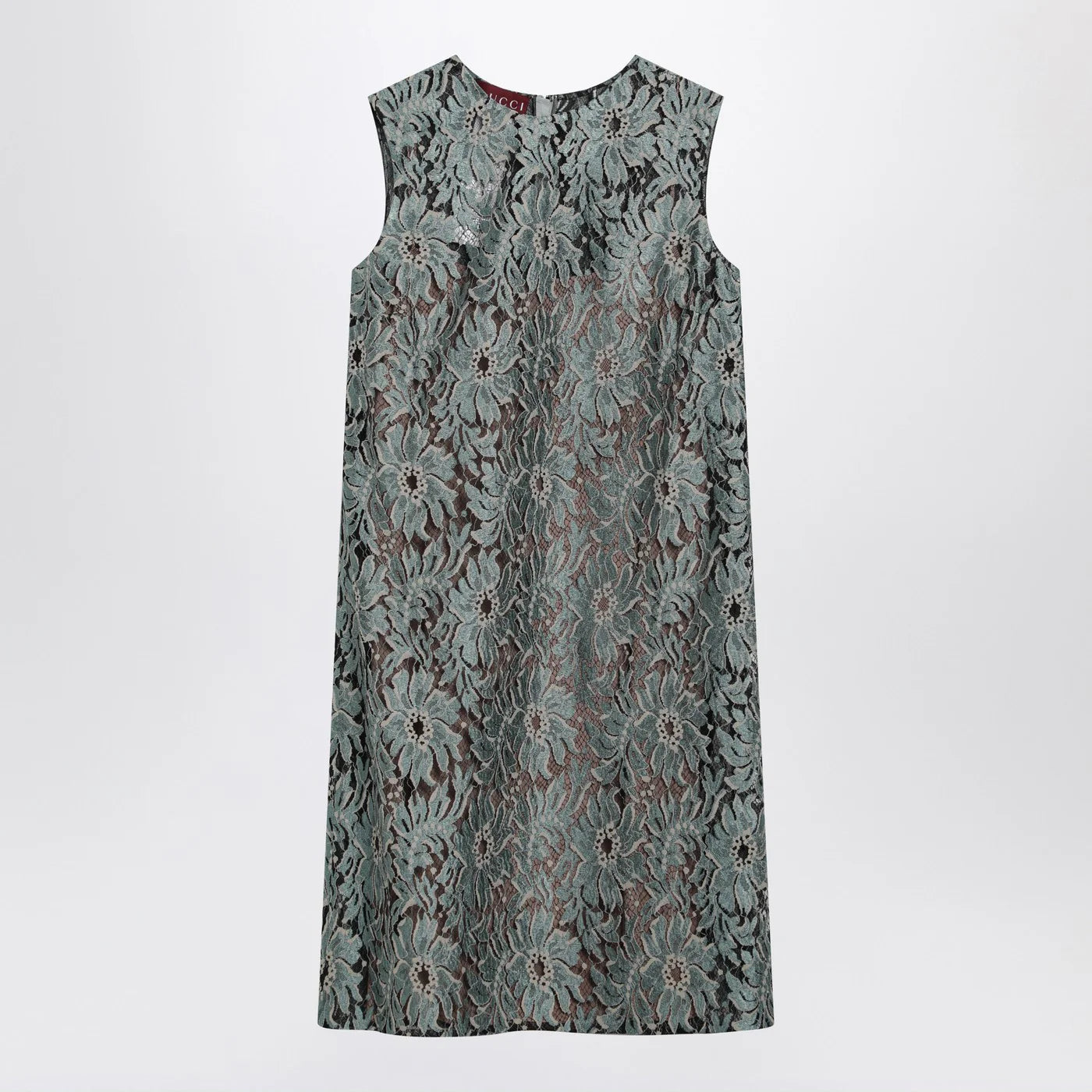 GUCCI Sage green floral lace dress