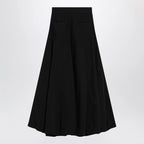 Balenciaga Black cotton ripstop Godet maxi skirt