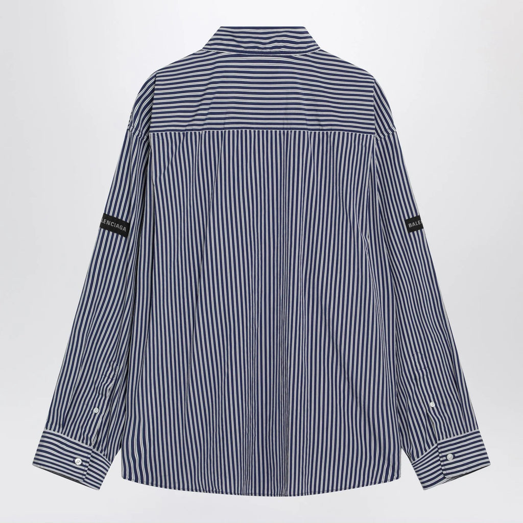 Balenciaga Oversize navy blue and white striped shirt