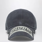 Balenciaga Black washed-effect Masking Tape cap