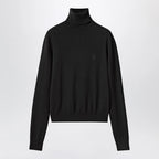 GUCCI Black Wool Turtleneck With Logo Embroidery