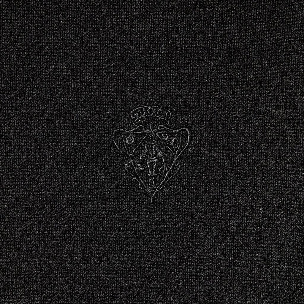GUCCI Black Wool Turtleneck With Logo Embroidery