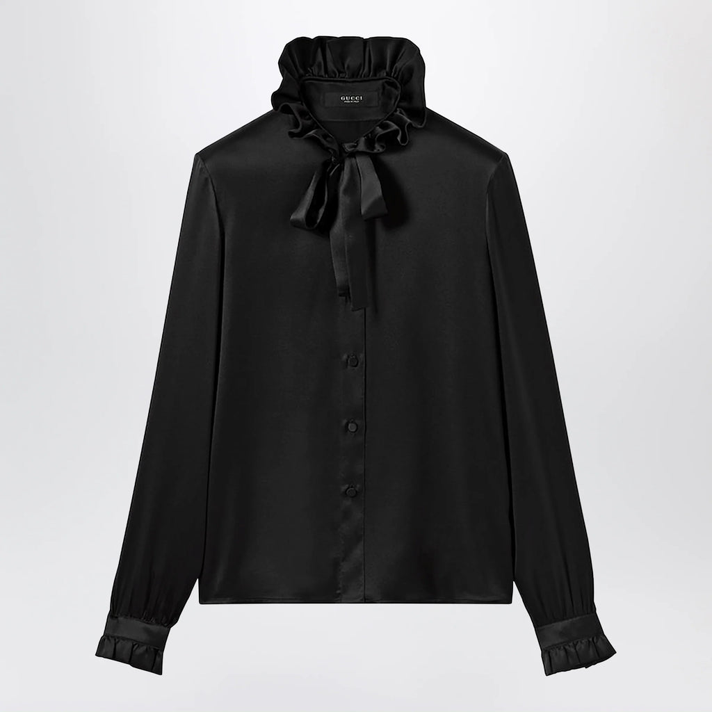 GUCCI Silk satin shirt with a knotted bow
