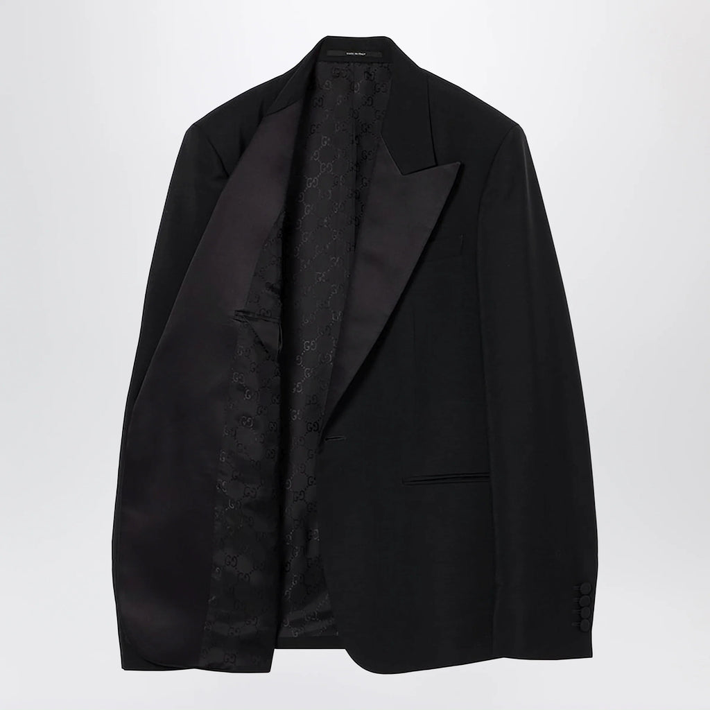 GUCCI Black suit in fine mohair wool fabric