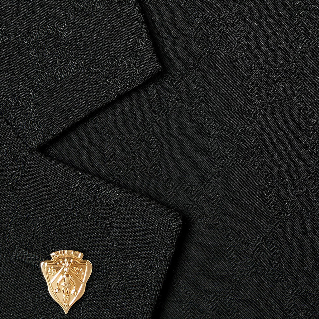 GUCCI Black Single-Breasted GG Wool Jacket