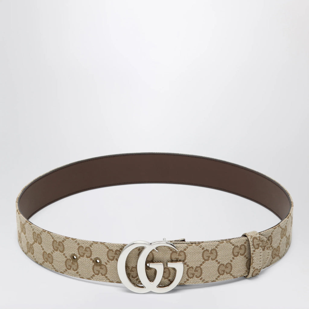 GUCCI Flat Marmont belt in sand GG fabric