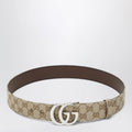 GUCCI Flat Marmont belt in sand GG fabric