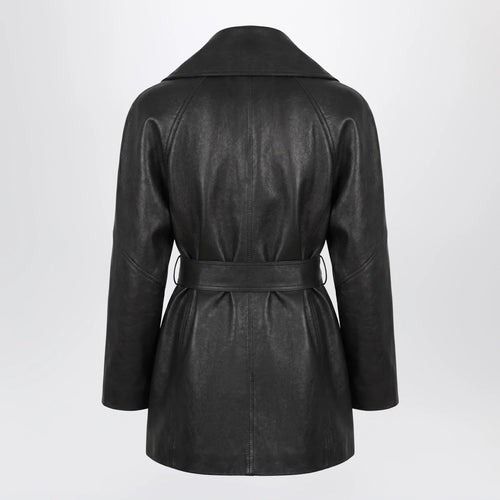 GUCCI Black leather jacket with Dionysus belt