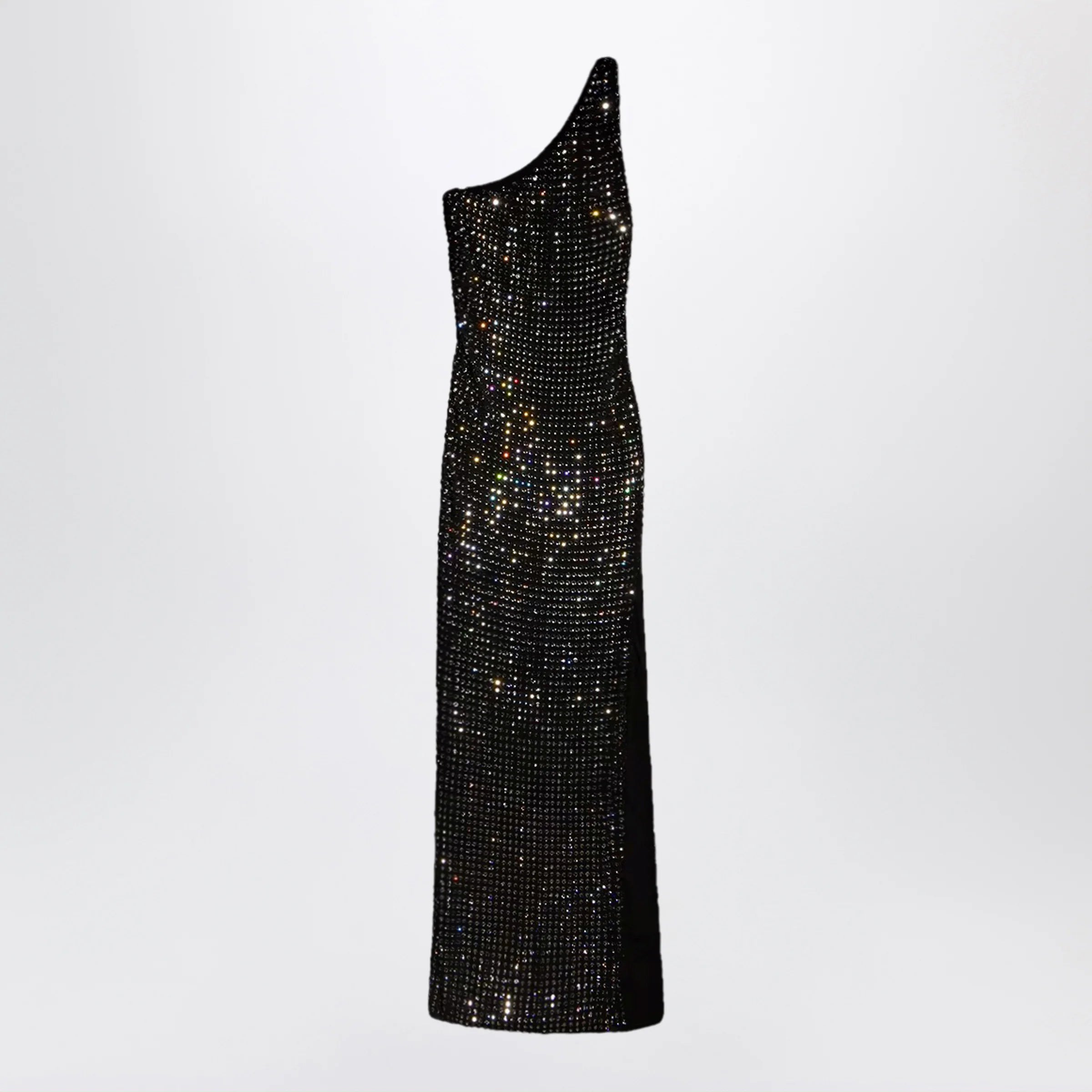 GUCCI Long jersey dress with crystal embroidery in black