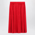 GUCCI Pleated silk jacquard midi skirt with GG chain in Fire