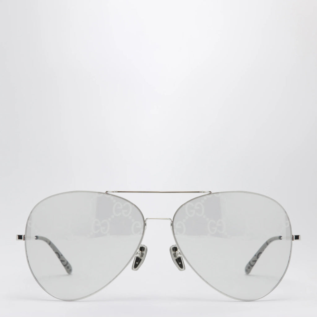 GUCCI Silver pilot sunglasses