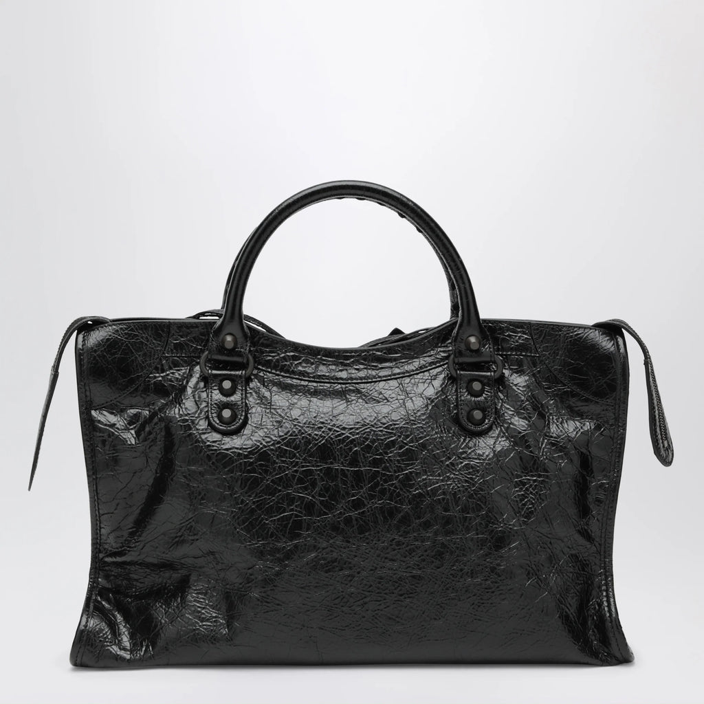 Balenciaga Le City Medium lambskin leather handbag in black