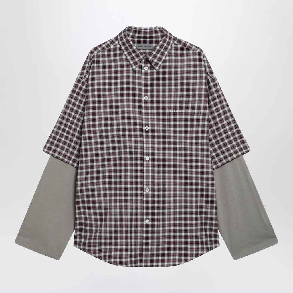 Balenciaga Wrong Sleeve shirt in red/navy check poplin