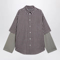 Balenciaga Wrong Sleeve shirt in red/navy check poplin