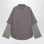 Balenciaga Wrong Sleeve shirt in red/navy check poplin