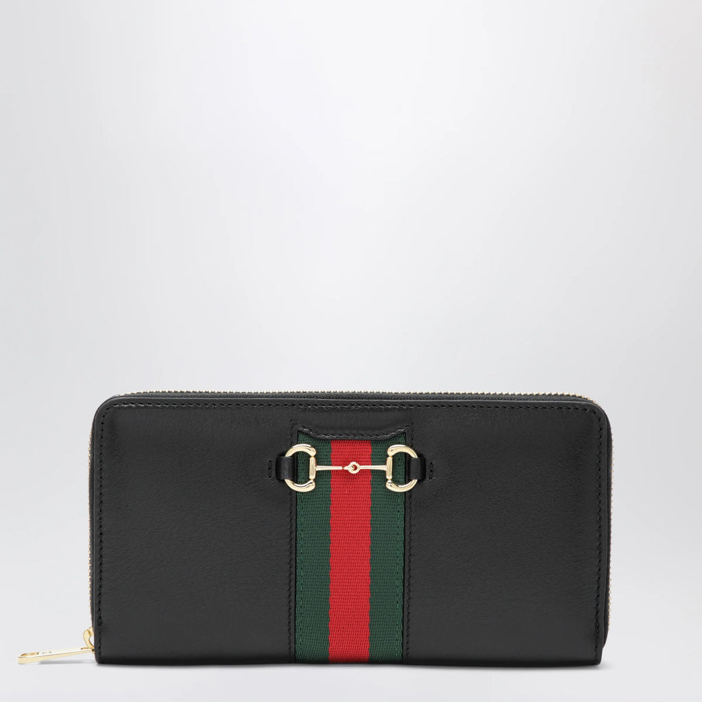 GUCCI Black Horsebit Web Wallet