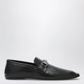 GUCCI Black leather horsebit loafers with silver hardware