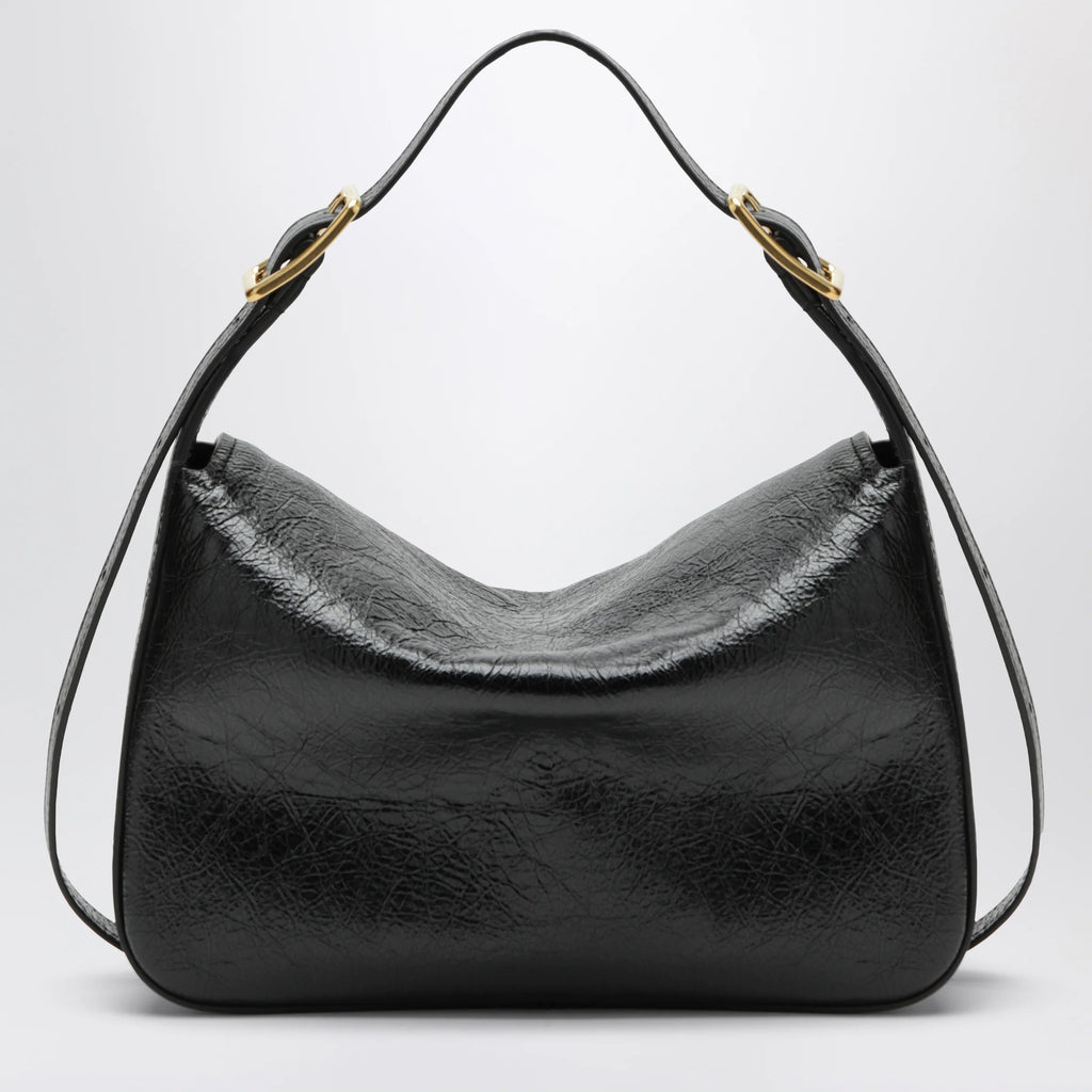 Balenciaga Medium Clicca shoulder bag in lambskin leather, black