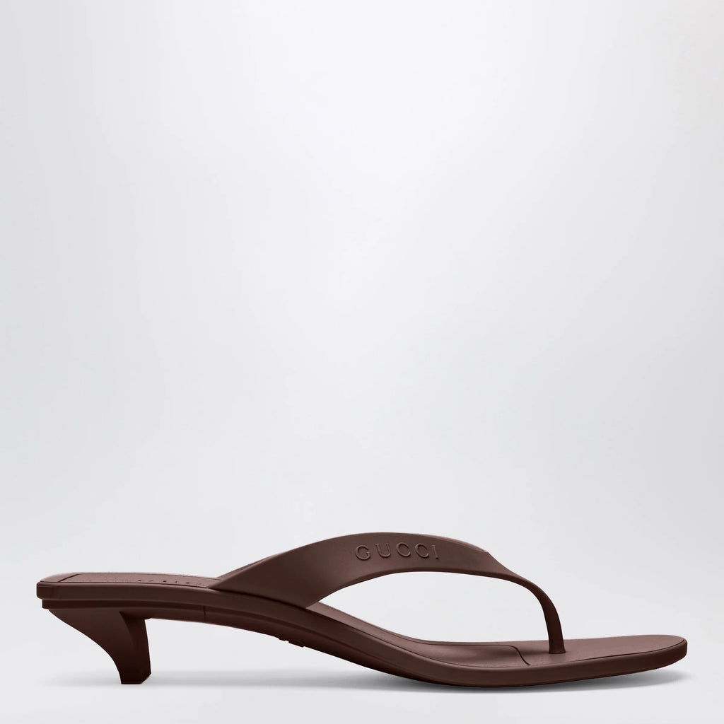 GUCCI Vittoria Brown Rubber Flip-Flops