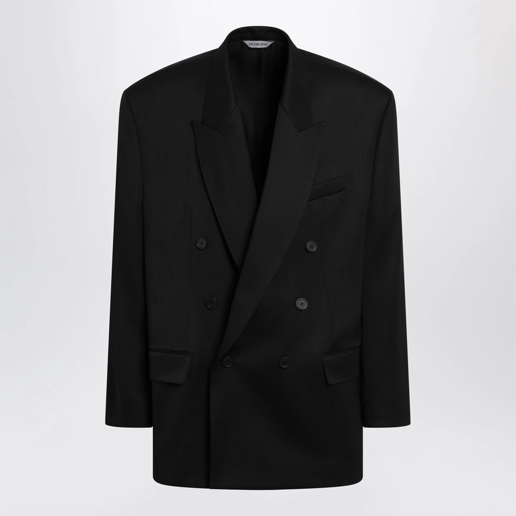 Balenciaga Double-breasted oversized wool blazer in black