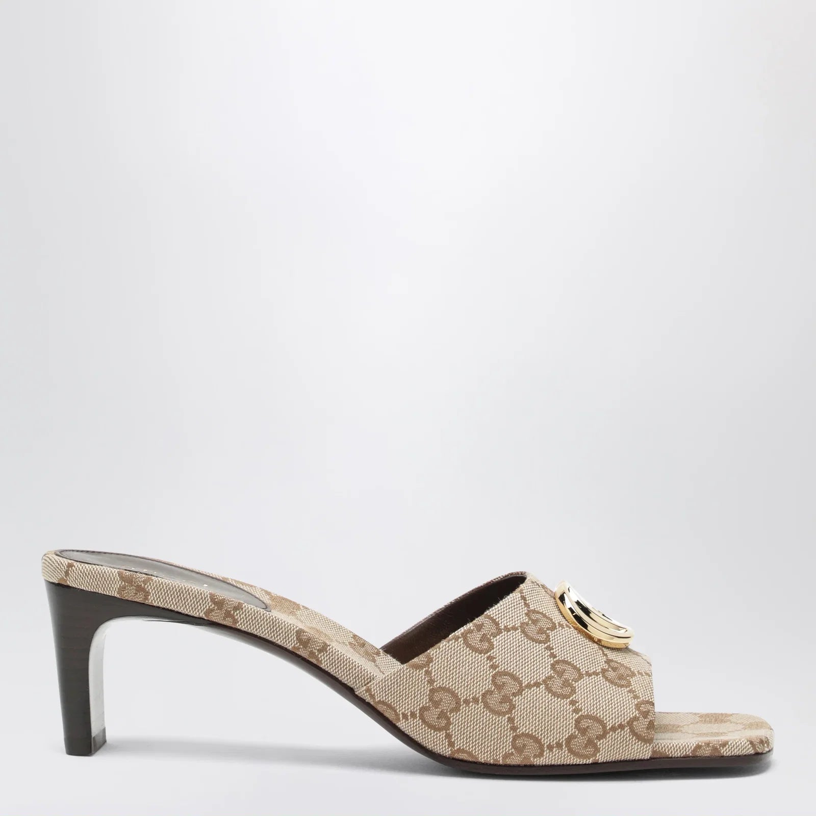 GUCCI Double G slider sandals in GG canvas in vintage sand