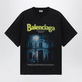 Balenciaga Black faded oversized T-shirt with logo print