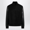 GUCCI Fabric bomber with nappa leather sleeves, black