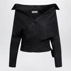 Balenciaga Off-shoulder wrap shirt in black
