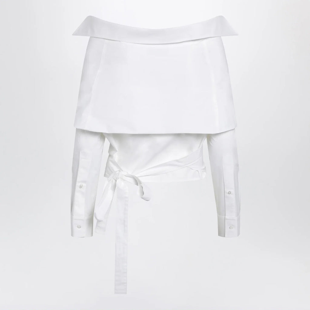 Balenciaga White wrap shirt with off-shoulder design