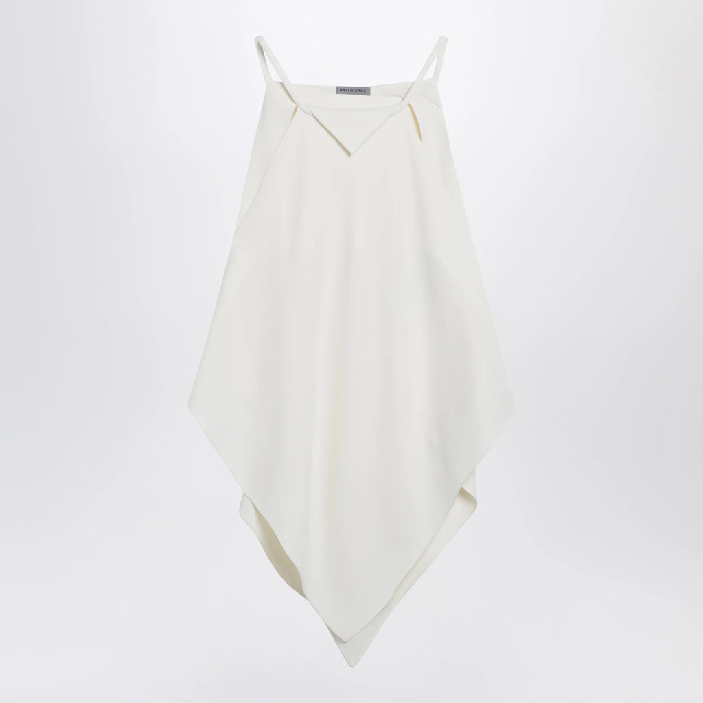 Balenciaga Scarf-inspired wool and silk crepe top in ivory