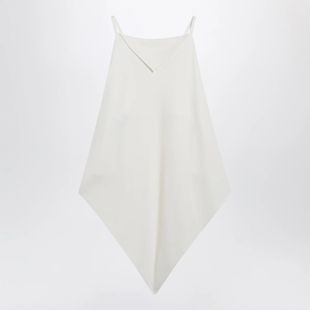 Balenciaga Scarf-inspired wool and silk crepe top in ivory