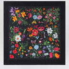 GUCCI Wool and silk scarf with floral print