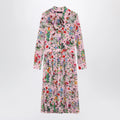 GUCCI Flora print silk shirt dress in pink multicolor