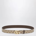 GUCCI Sand/Dark Brown Reversible Cut GG Marmont Belt