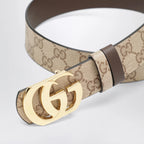GUCCI Sand/Dark Brown Reversible Cut GG Marmont Belt