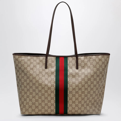 GUCCI Large Tribeca shopping tote in GG canvas, brown