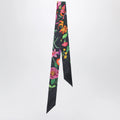 GUCCI Silk ribbon with GG Flora print in black