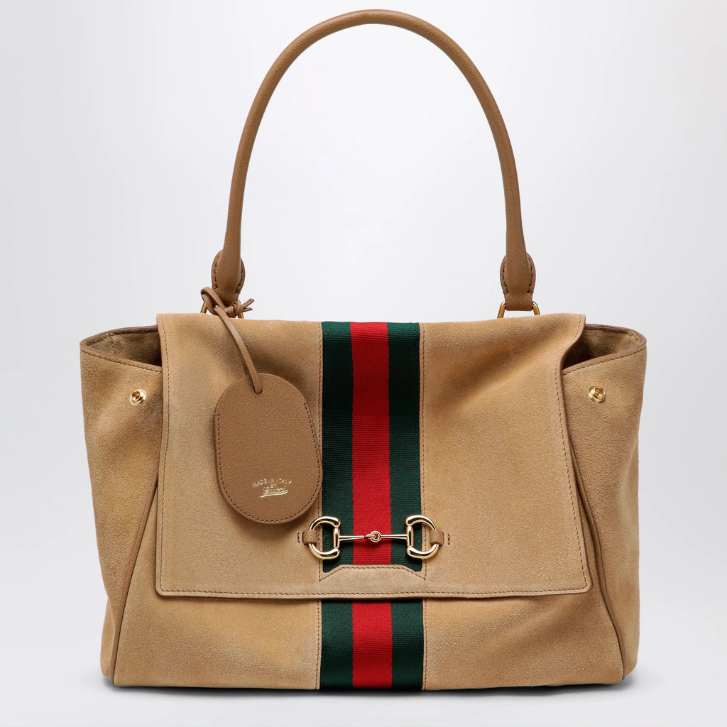 GUCCI Medium Paparazzo handbag in sand-coloured suede