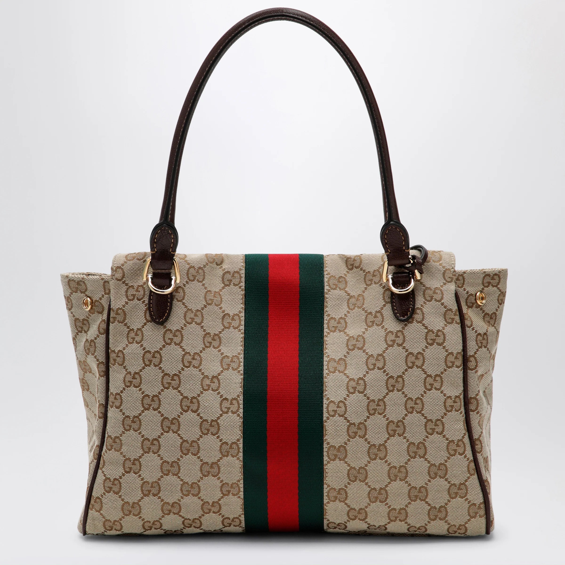 GUCCI Medium Paparazzo top-handle bag in GG canvas, brown