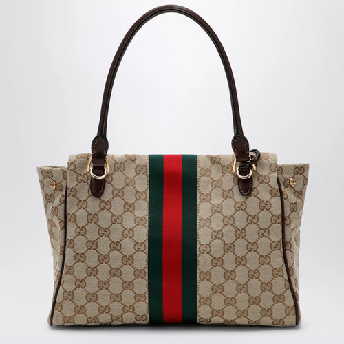 GUCCI Medium Paparazzo top-handle bag in GG canvas, brown
