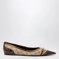 GUCCI Savoy ballet flats in GG fabric and leather in beige sand/brown